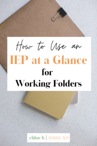 paperwork with text how to use an iep at a glance for working folders