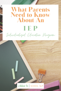 school supplies with text iep at school