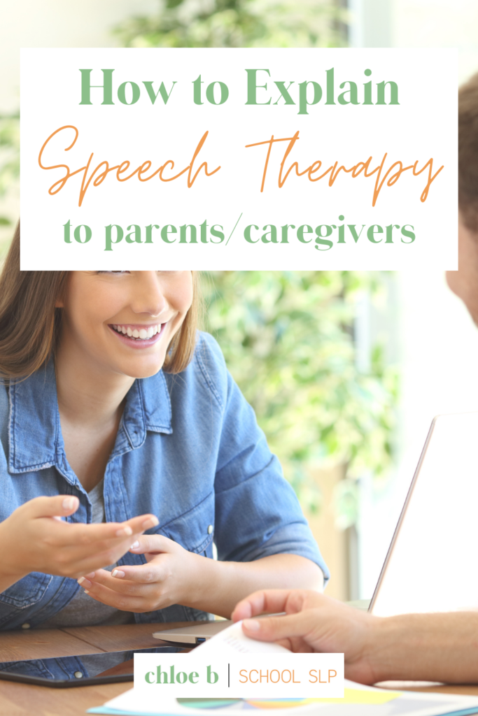 therapist explaining speech language and pathology