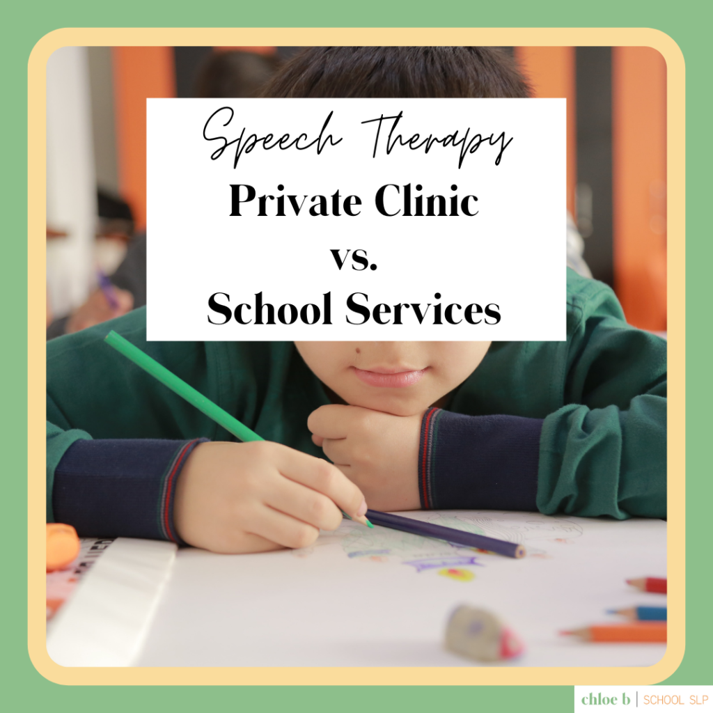 little boy in speech therapy private clinic vs school services